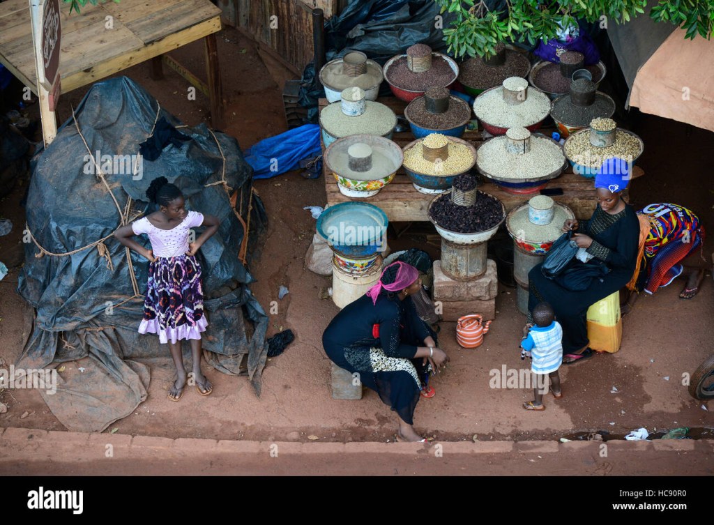 Picture of: BURKINA FASO, Bobo Dioulasso, market, women sell food stuff like