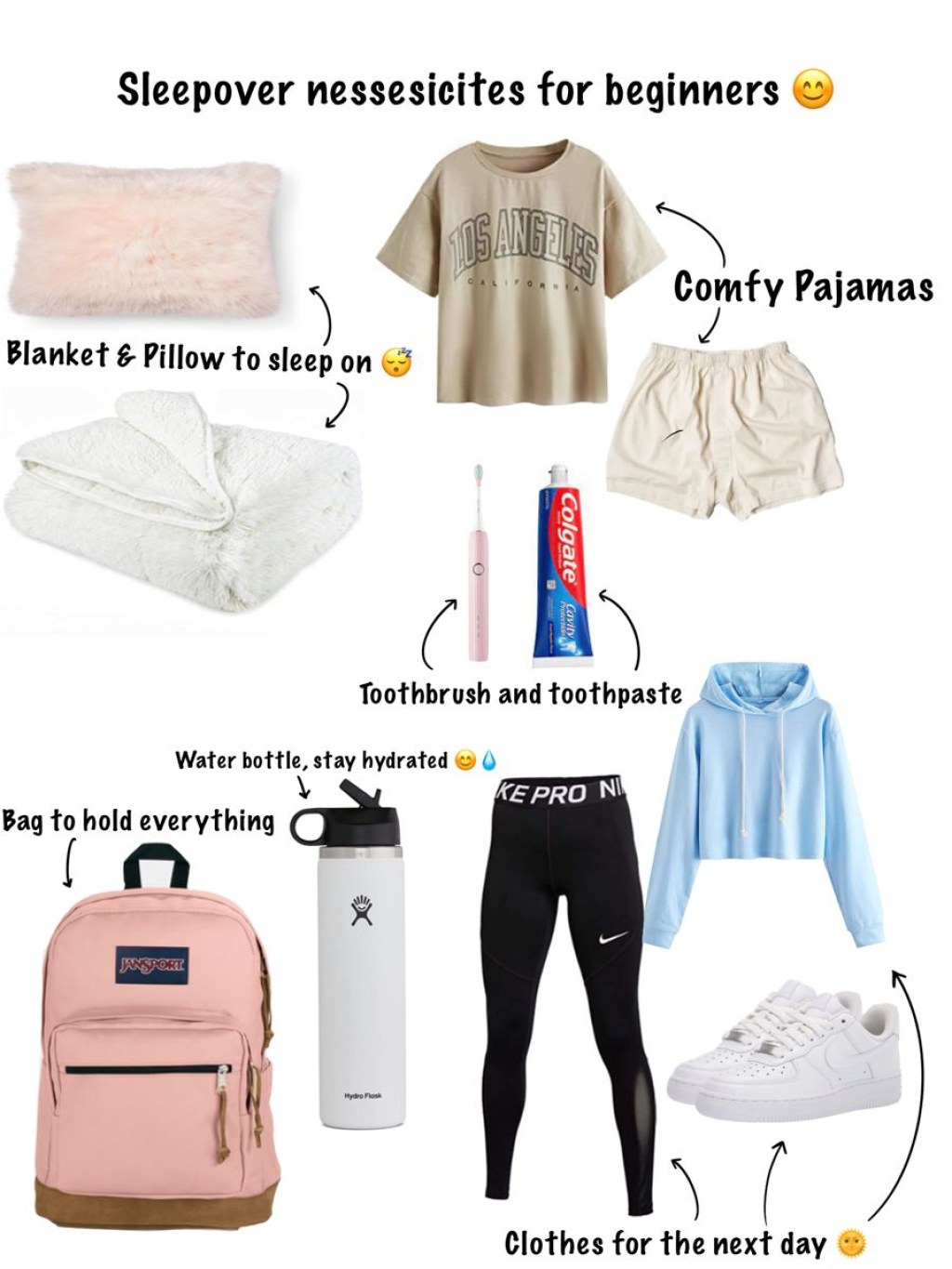 Picture of: Hope this helps  Sleepover essentials, Sleepover bag, Backpack